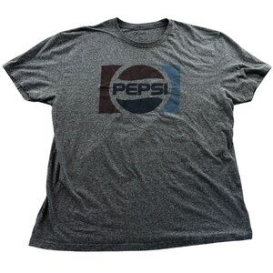 Pepsi Mens T-Shirt 2XL Gray Classic Graphic Print Logo Tee Casual Top Crewneck